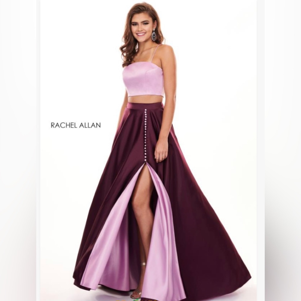 NWT Rachel Allan 6422 - 2 Piece - Mauve Black Cherry - Sz 0, 2, 6 /Sealed in bag